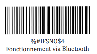 Code-barres « %#IFSNO$4 – Fonctionnement via Bluetooth » à biper.